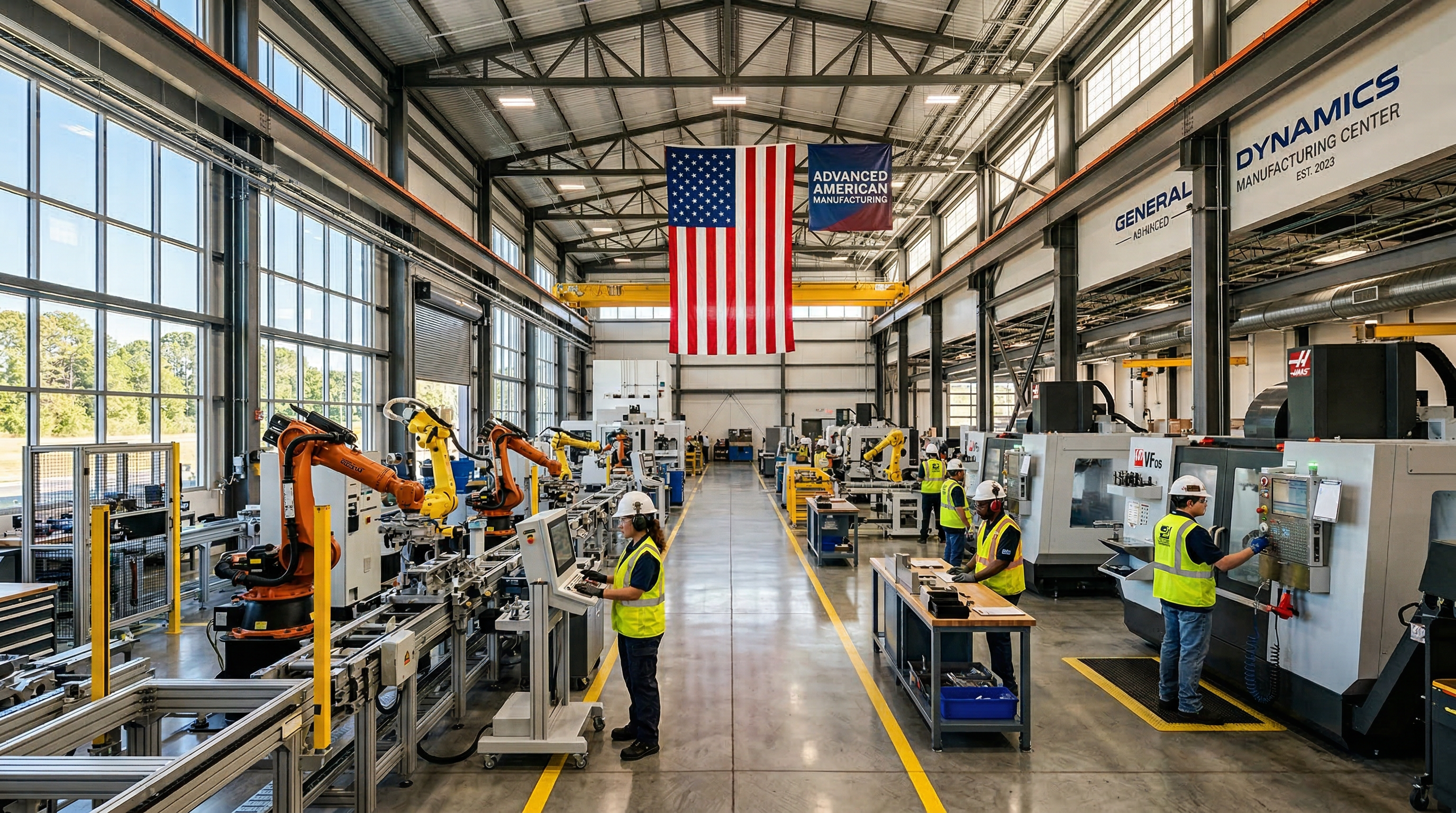 Modern U.S. manufacturing facility with automated production lines