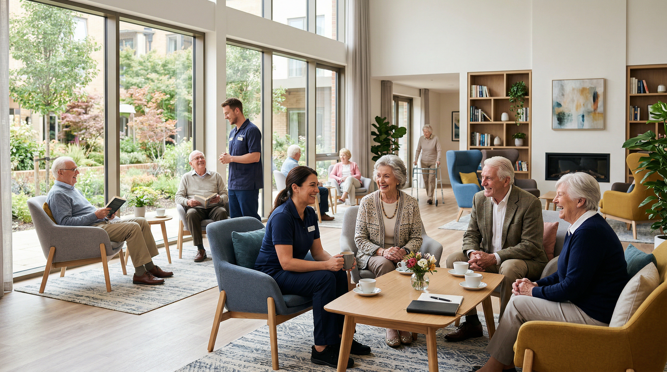 Modern senior living community with professional care staff